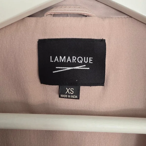 Lamarque Pink Leather Jacket Asymmetrical Zipper Fitted Sz XS - Picture 11 of 13